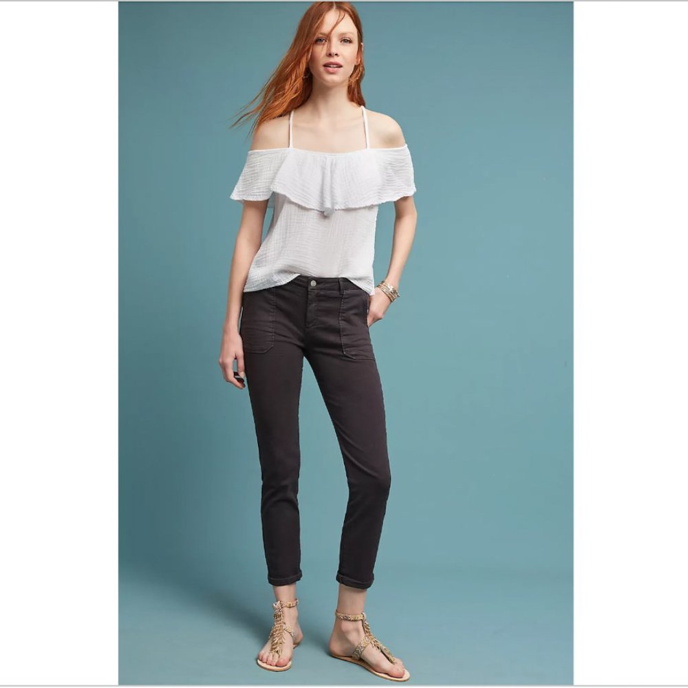 EUC Anthropologie Reiko Cuffed Sandrine Skinny Trousers in Carbon Size 29